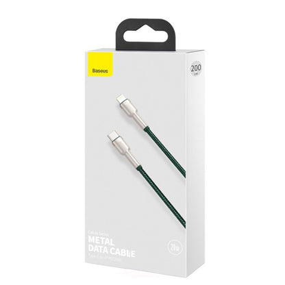 Cabo de Dados e Carregamento USB-C - Lightning Baseus Cafule Metal Series, 20W, 2m, Verde CATLJK-B06