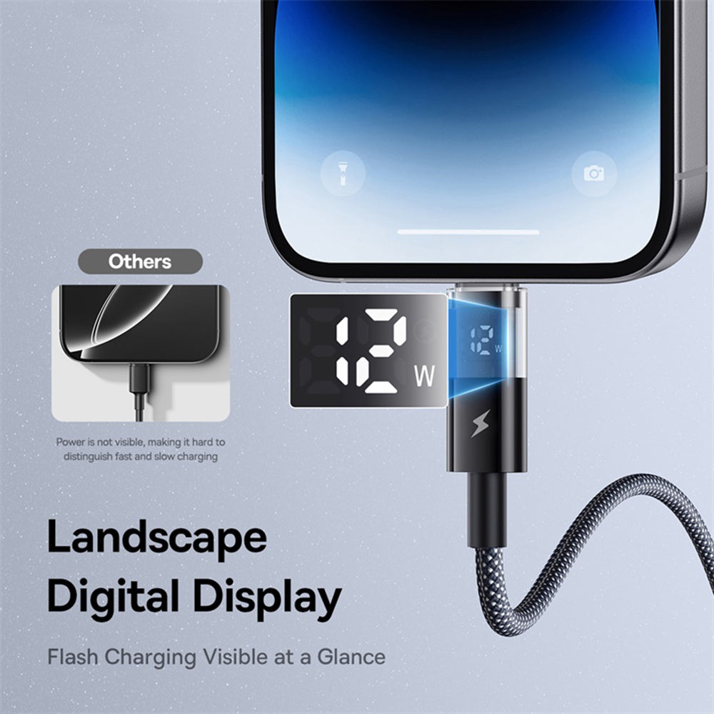 Cabo de Dados e Carregamento USB-A - Lightning Baseus Display 2, 18W, 1m, Preto P10382700121-00