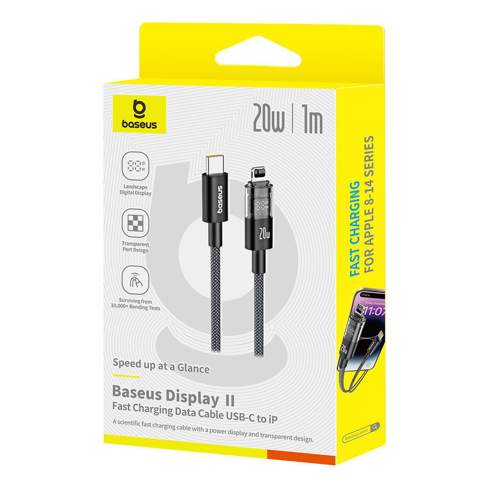Cabo de Dados e Carregamento USB-C - Lightning Baseus Display 2, 20W, 2m, Preto P10382703121-01