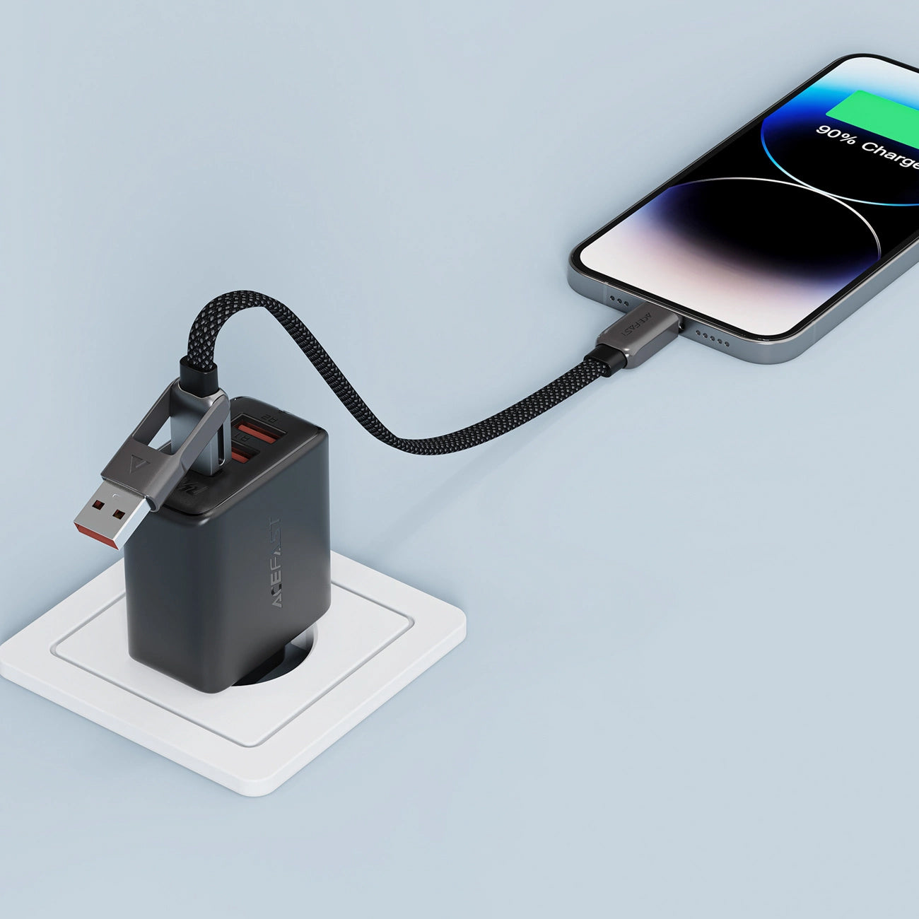 Cabo de Dados e Carregamento USB-C - USB-A / USB-C Acefast C13-05, 60W, 0.2m, Preto