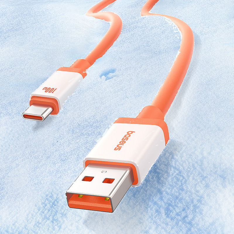 Cabo de Dados e Carregamento USB-A - USB-C Baseus Zero Degree Series, 100W, 2m, Vermelho