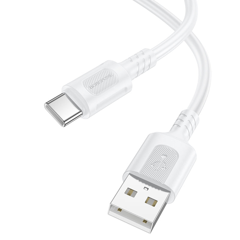 Cabo de Dados e Carregamento USB-A - USB-C Borofone BX111 Feliz, 20W, 1m, Branco