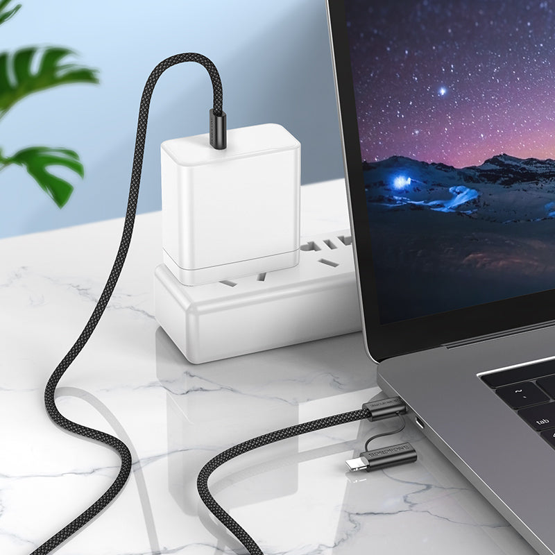 Cabo de Dados e Carregamento USB-C - Lightning / USB-C Borofone BX104 Primo 2in1, 60W, 1m, Preto