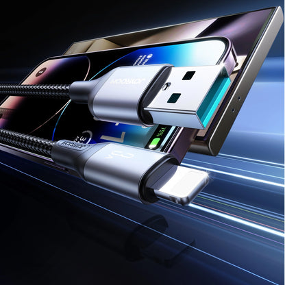Cabo de Dados e Carregamento USB-A - Lightning Joyroom S-A28 Flash, 18W, 2m, Preto