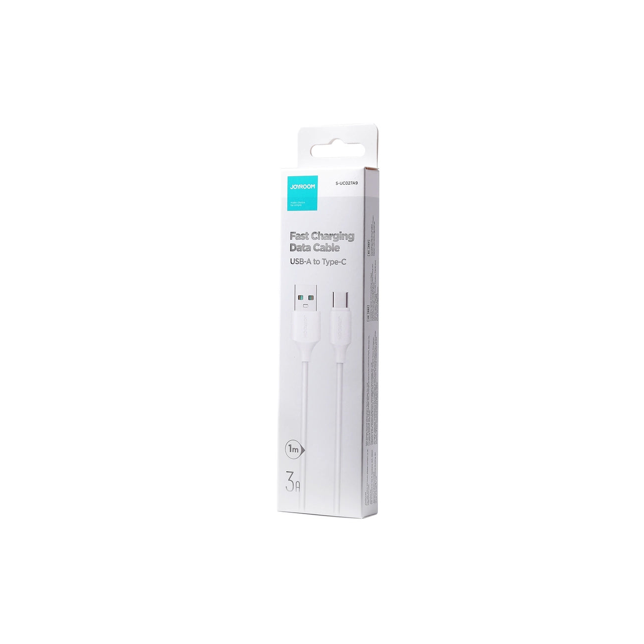Cabo de Dados e Carregamento USB-A - USB-C Joyroom S-A9, 20W, 1m, Branco