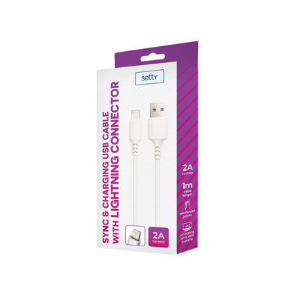 Cabo de Dados e Carregamento USB-A - Lightning Setty, 18W, 1m, Branco
