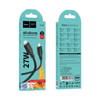 Cabo de Dados e Carregamento USB-C - Lightning HOCO X124, 27W, 1m, Preto