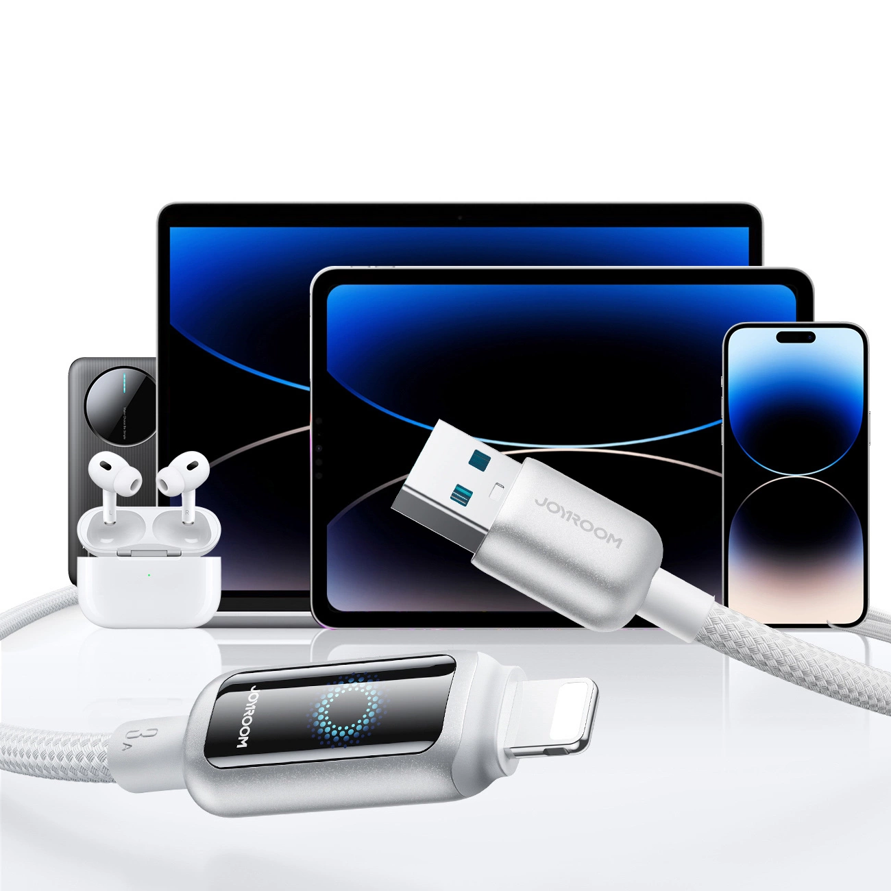 Cabo de Dados e Carregamento USB-A - Lightning Joyroom S-A55 StarFlight Display, 18W, 1.2m, Branco