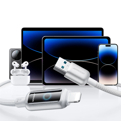 Cabo de Dados e Carregamento USB-A - Lightning Joyroom S-A55 StarFlight Display, 18W, 1.2m, Branco
