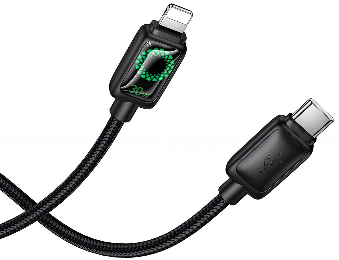 Cabo de Dados e Carregamento USB-C - Lightning HOCO U146, 30W, 1.2m, Preto