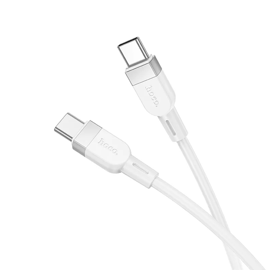 Cabo de Dados e Carregamento USB-C - USB-C HOCO X109, 60W, 1m, Branco