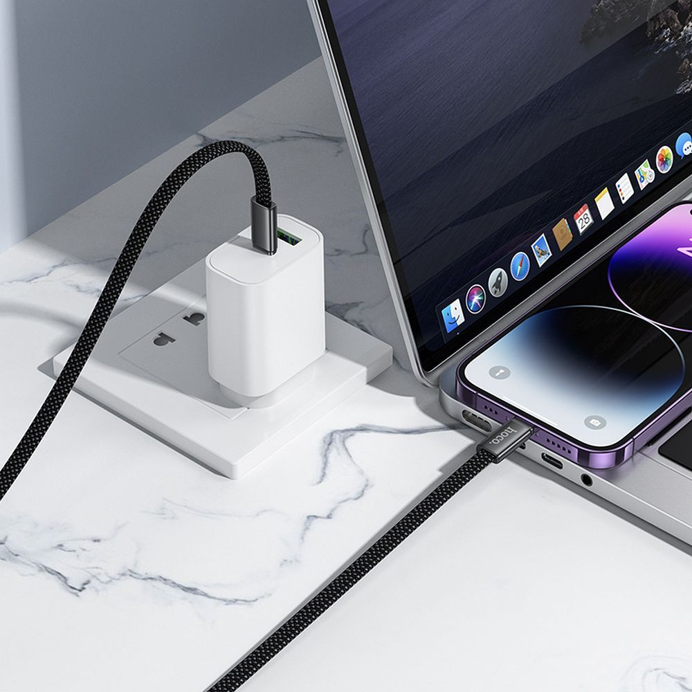 Cabo de Dados e Carregamento USB-C - USB-C HOCO X125, 60W, 1m, Branco