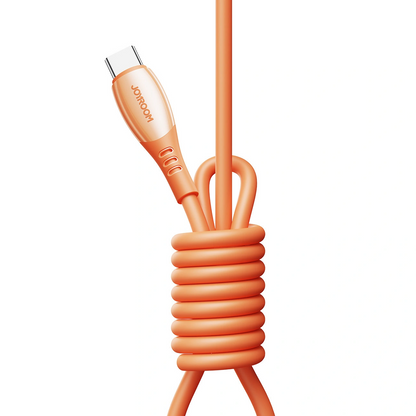 Cabo de Dados e Carregamento USB-C - USB-C Joyroom S-A59 Vibrant, 60W, 1.2m, Laranja