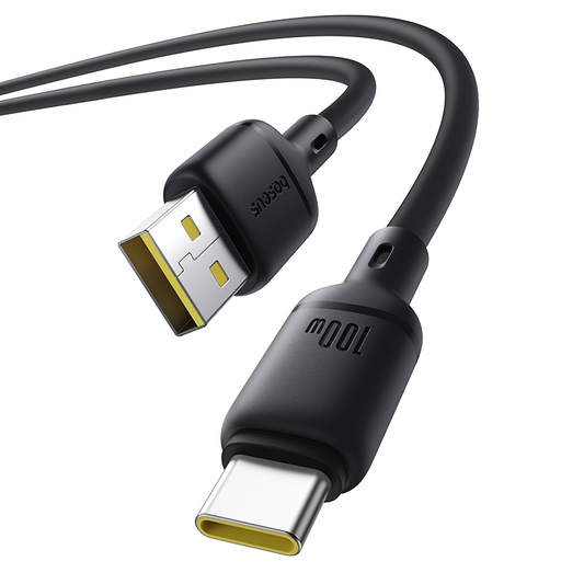 Cabo de Dados e Carregamento USB-A - USB-C Baseus Silky, 100W, 1m, Preto P10377703113-00