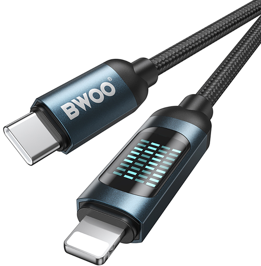 Cabo de Dados e Carregamento USB-C - Lightning BWOO X305 Display, 27W, 1m, Preto