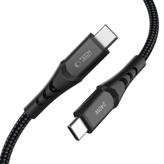 Cabo de Dados e Carregamento USB-C - USB-C Tech-Protect UB11T Ultraboost, 240W, 1m, Preto