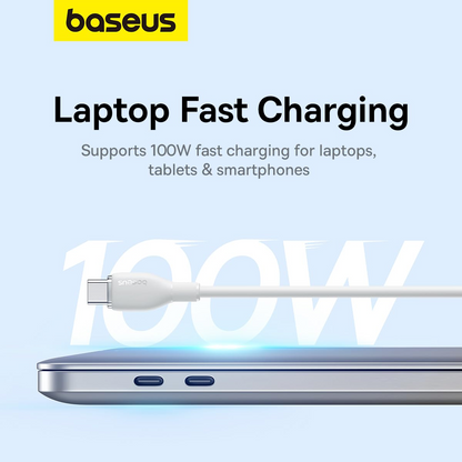 Cabo de Dados e Carregamento USB-C - USB-C Baseus Pudding, 100W, 1.2m, Branco P10355702221-00