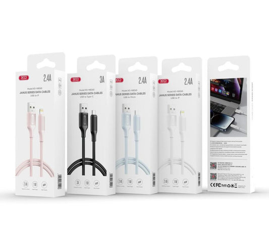 Cabo de Dados e Carregamento USB-A - USB-C XO Design NB265, 18W, 1m, Rosa