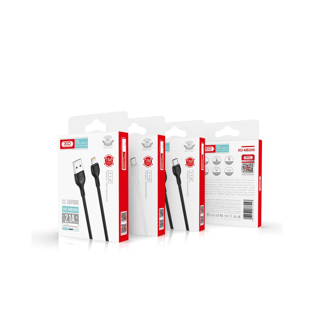 Cabo de Dados e Carregamento USB-A - Lightning XO Design NB200, 10W, 1m, Preto