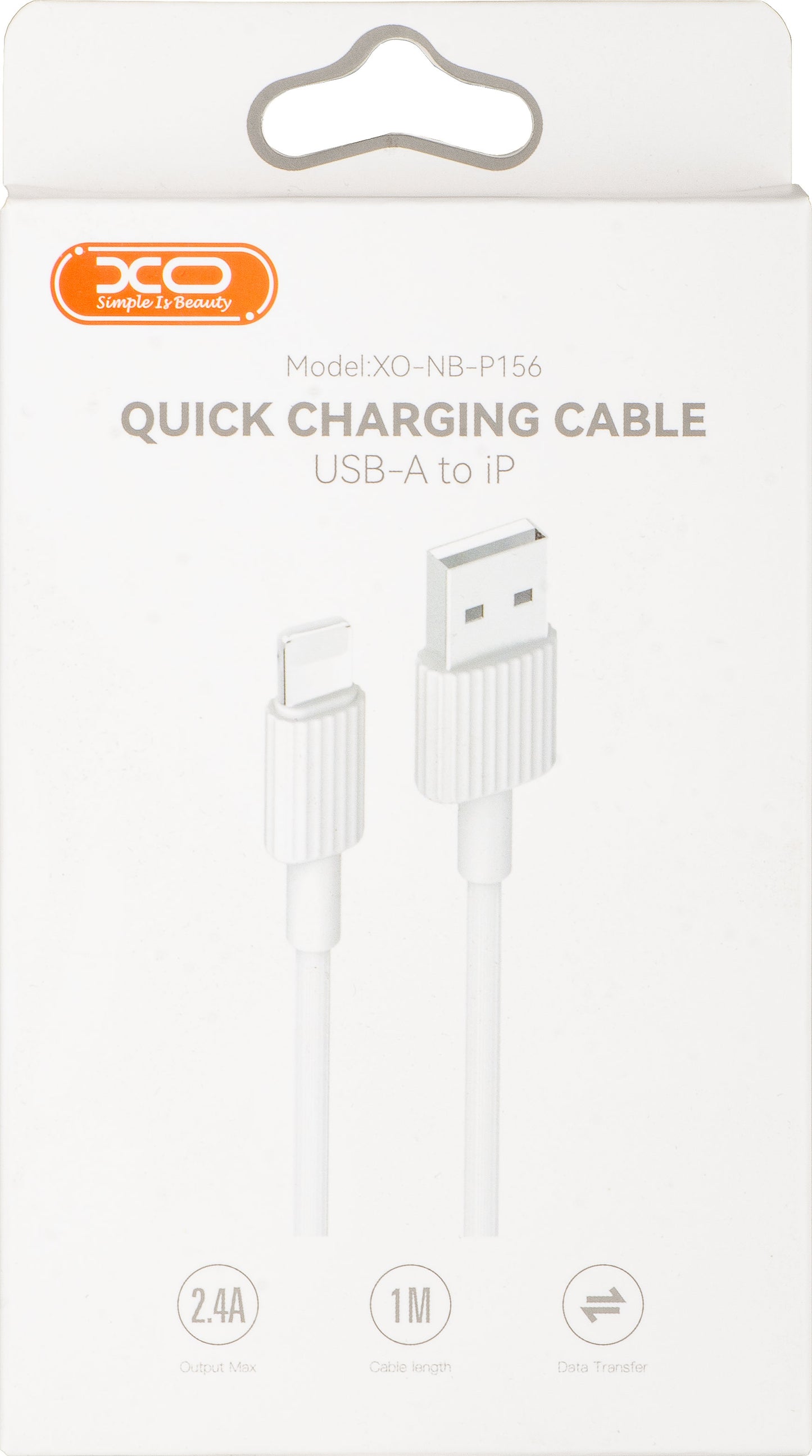 Cabo de Dados e Carregamento USB-A - Lightning XO Design NB156, 18W, 1m, Branco