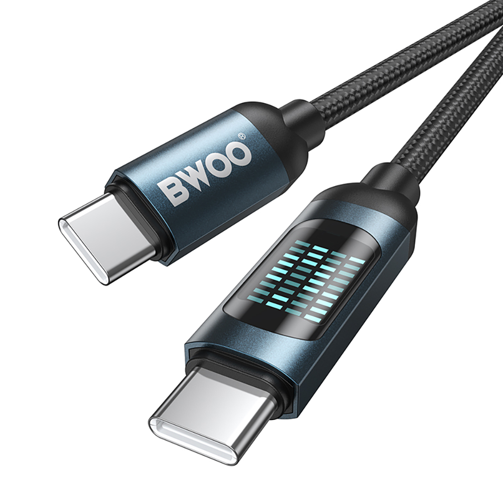 Cabo de Dados e Carregamento USB-C - USB-C BWOO BO-X304 Led, 60W, 1m, Preto