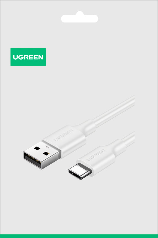 Cabo de Dados e Carregamento USB-A - USB-C UGREEN US287, 18W, 1.5m, Branco