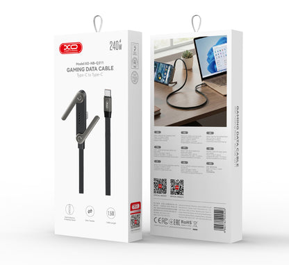 Cabo de Dados e Carregamento USB-C - USB-C XO Design NB-Q311, 240W, 1,5m, Preto
