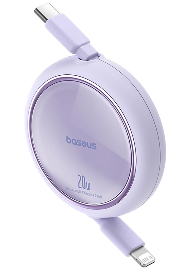 Cabo de Dados e Carregamento USB-C - Lightning Baseus Free2Pull Mini Retrátil, 20W, Roxo P10364501511-00