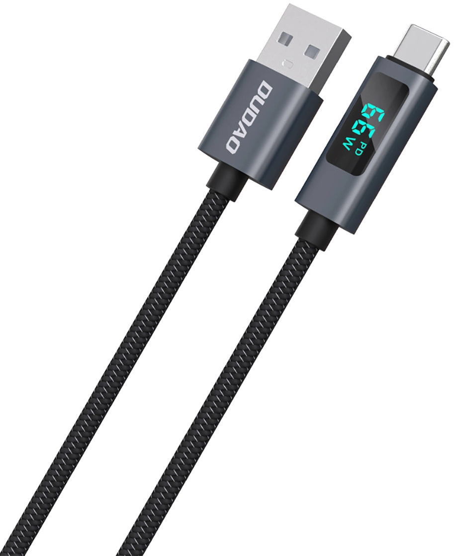 Cabo de Dados e Carregamento USB-A - USB-C Dudao L7T Display, 66W, 1m, Preto