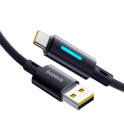 Cabo de Dados e Carregamento USB-A - USB-C Baseus Lit Button Control, 100W, 2m, Preto P10379002121-01