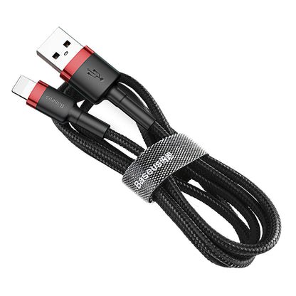 Cabo de carregamento e dados USB-A - Lightning Baseus Cafule, 18W, 2m, vermelho CALKLF-C19