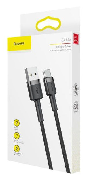 Cabo de carregamento e dados USB-A - USB-C Baseus Cafule, 18W, 2m, cinzento CATKLF-CG1