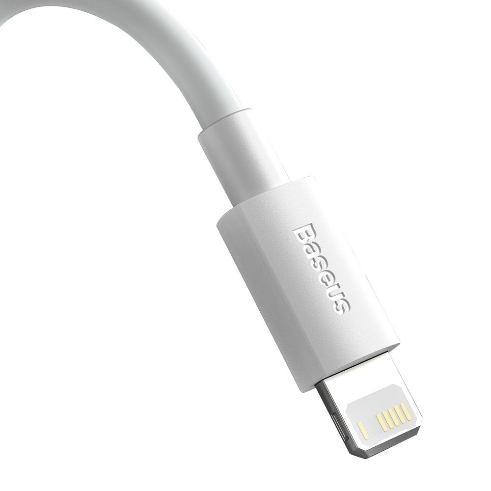 Cabo de carregamento e dados USB-A - Lightning Baseus Simple Wisdom, 18W, 1,5m, Conjunto 2 peças, Branco TZCALZJ-02