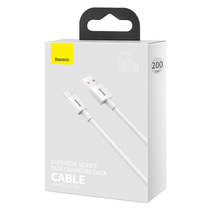 Cabo de carregamento e dados USB-A - USB-C Baseus Superior Series, 66W, 2m, branco CATYS-A02