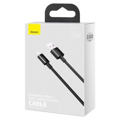 Cabo de carregamento e dados USB-A - USB-C Baseus Superior Series, 66W, 1m, Preto CATYS-01