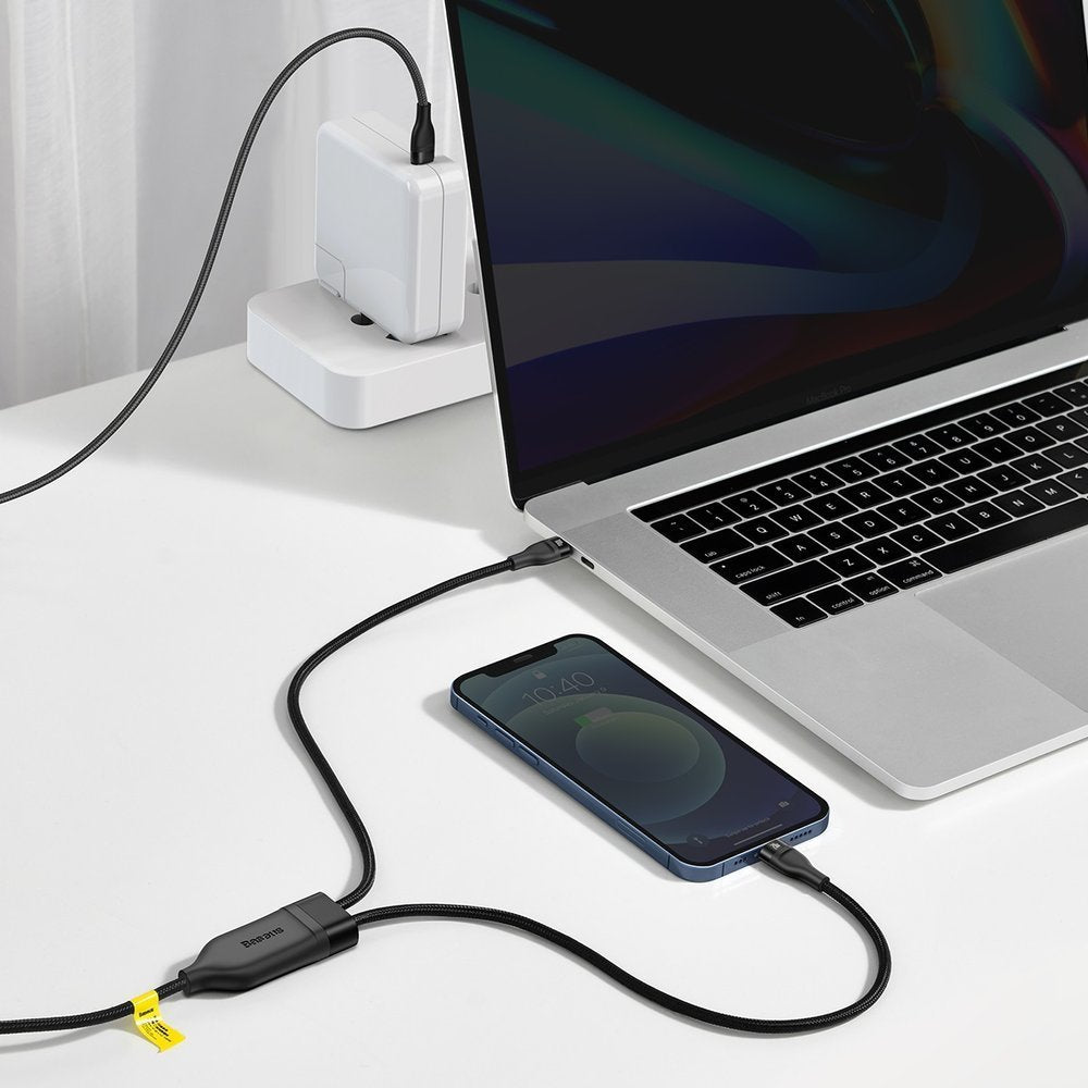 Cabo de Dados e Carregamento USB-C - Lightning / USB-C Baseus Flash Series 2in1, 100W, 1.2m, Preto CA1T2-F01