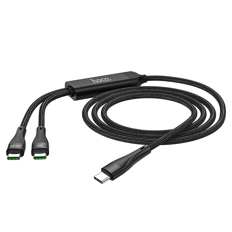 Cabo de carregamento e dados USB-C - USB-C HOCO U102 Super, 100W, 1,2 m, preto