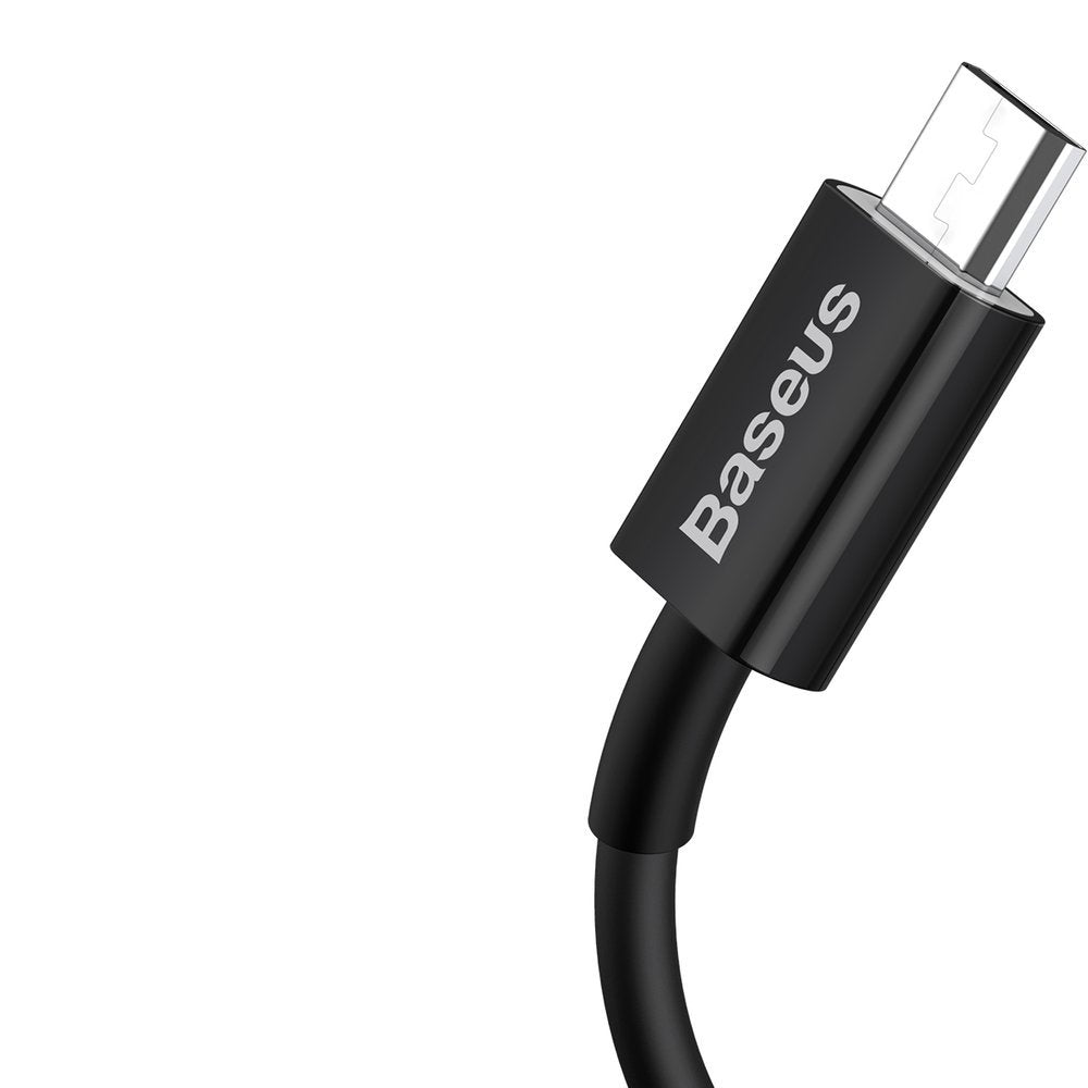 Cabo de carregamento e dados USB-A para microUSB da série Superior da Baseus, 18W, 2m, preto CAMYS-A01 