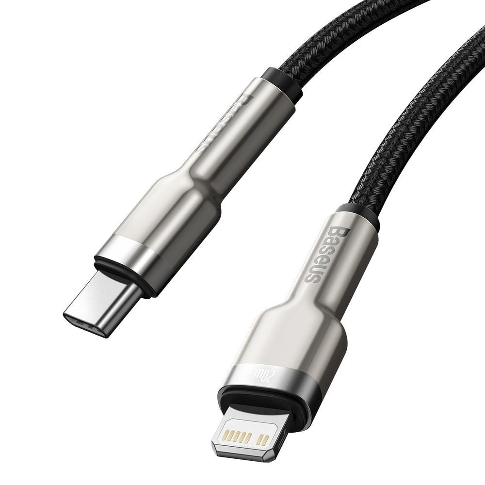 Cabo de Dados e Carregamento USB-C - Lightning Baseus Cafule Metal Series, 20W, 2m, Preto CATLJK-B01