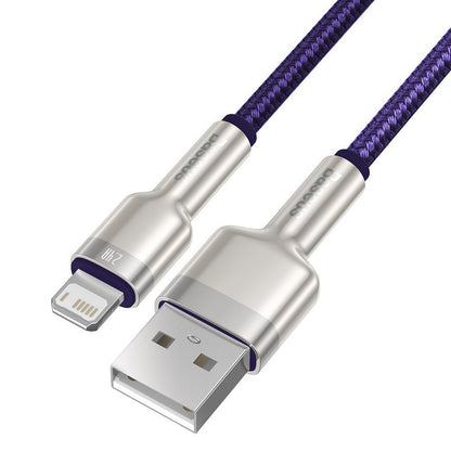 Cabo de carregamento e dados USB-A - Lightning Baseus Cafule Metal Series, 18W, 1m, roxo CALJK-A05