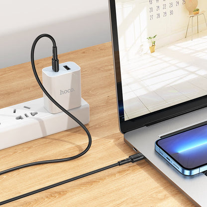 Cabo de carregamento e dados USB-C - USB-C HOCO X83 Victory USB-C, 60W, 1m, Preto