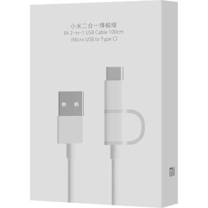 Cabo de carregamento e dados USB-A - microUSB / USB-C Xiaomi Mi 2in1, 18W, 1m, branco SJV4082TY 