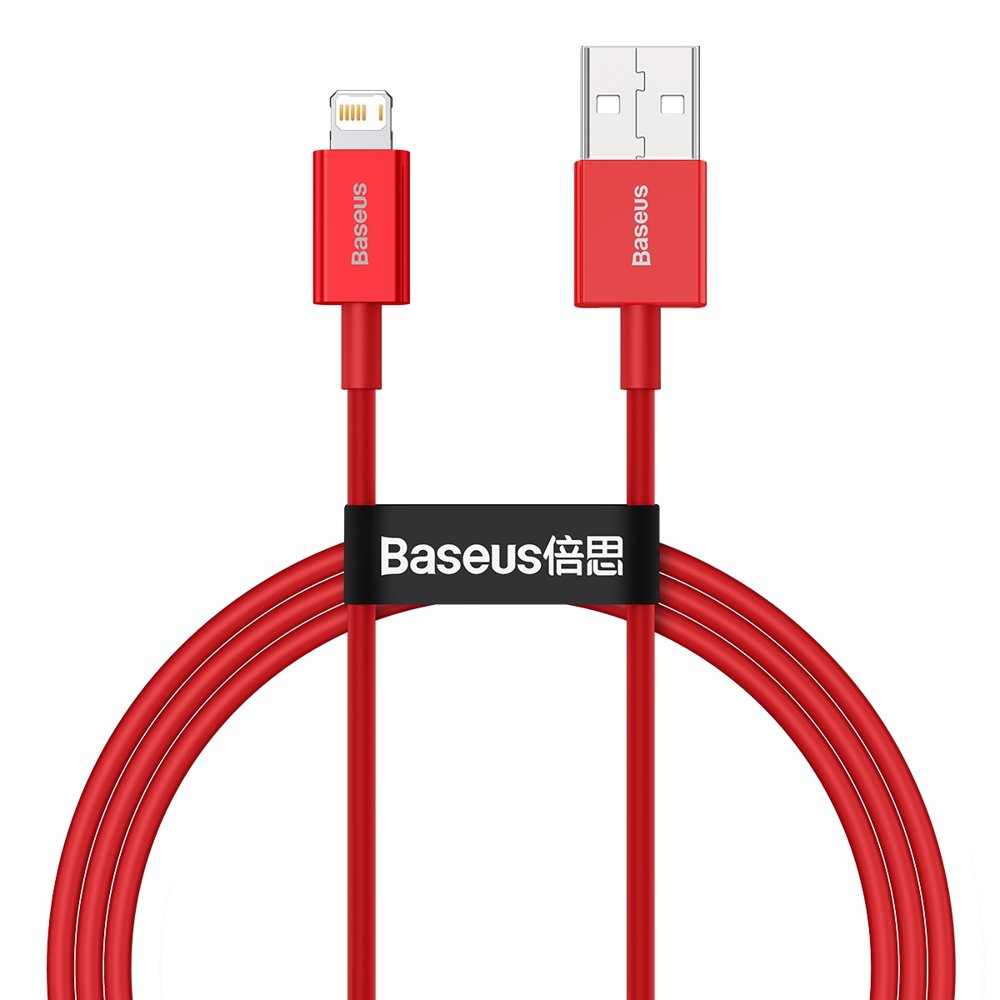 Cabo de carregamento e dados USB-A - Lightning Baseus Superior Series, 20W, 1m, vermelho CALYS-A09 