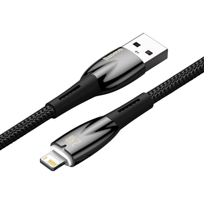 Baseus Glimmer Series USB-A - Cabo de carregamento e dados Lightning, 20W, 2m, Preto 