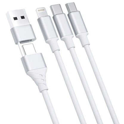 Cabo de carregamento USB-A / USB-C - Lightning / microUSB / USB-C 3MK Hyper 3in1, 12W, 1,5 m, branco 