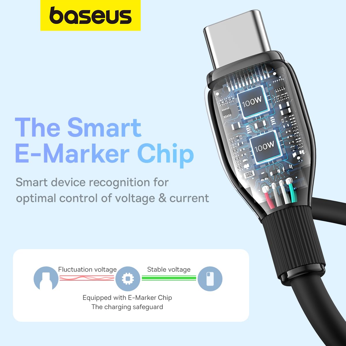 Cabo de Dados e Carregamento USB-C - USB-C Baseus Pudding, 100W, 2m, Preto P10355702111-01