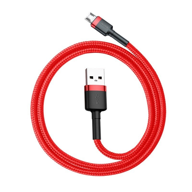 Cabo de carregamento e dados USB-A - microUSB Baseus Cafule, 18W, 1m, vermelho CAMKLF-B09