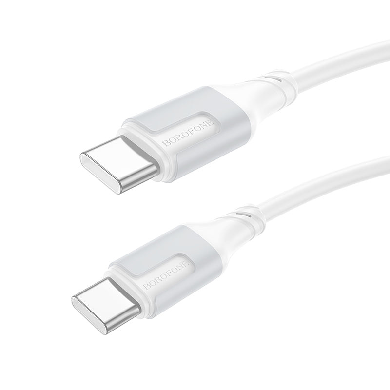Cabo de carregamento e dados USB-C - USB-C Borofone BX101 Creator, 60W, 1m, Branco 