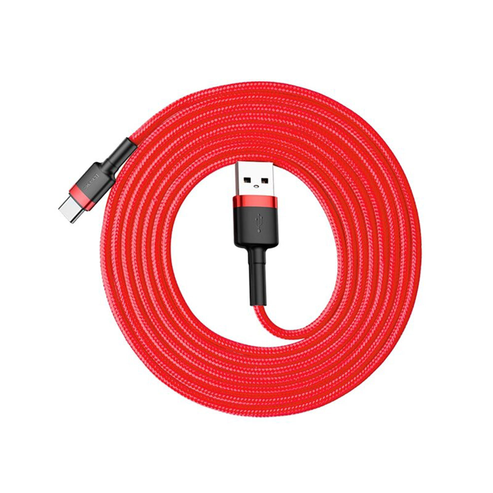 Cabo de carregamento e dados USB-A - USB-C Baseus Cafule, 18W, 2m, vermelho CATKLF-C09