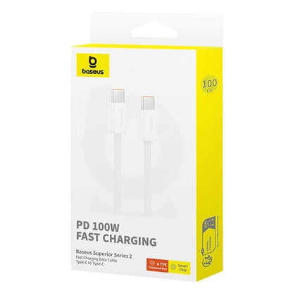 Cabo de carregamento e dados USB-C - USB-C Baseus Superior Series 2, 100W, 2m, Branco P10365200211-04 